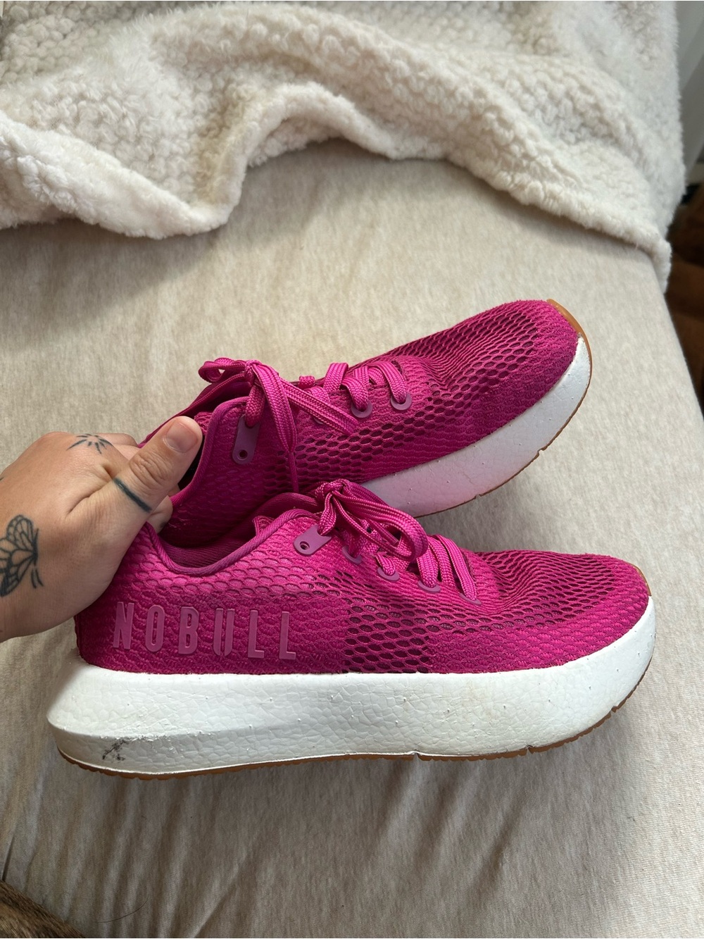 NOBULL Women's Fuchsia Mesh Running Shoes with White Midsole